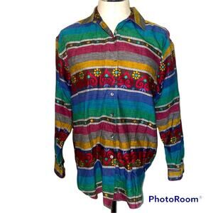Vintage Angelique Imports Inc. 1991 Abstract Print Multicolored Medium shirt